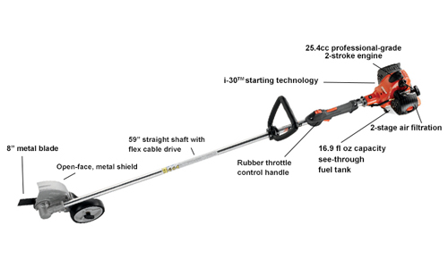 25.4 cc professional-grade, 2-stroke engine